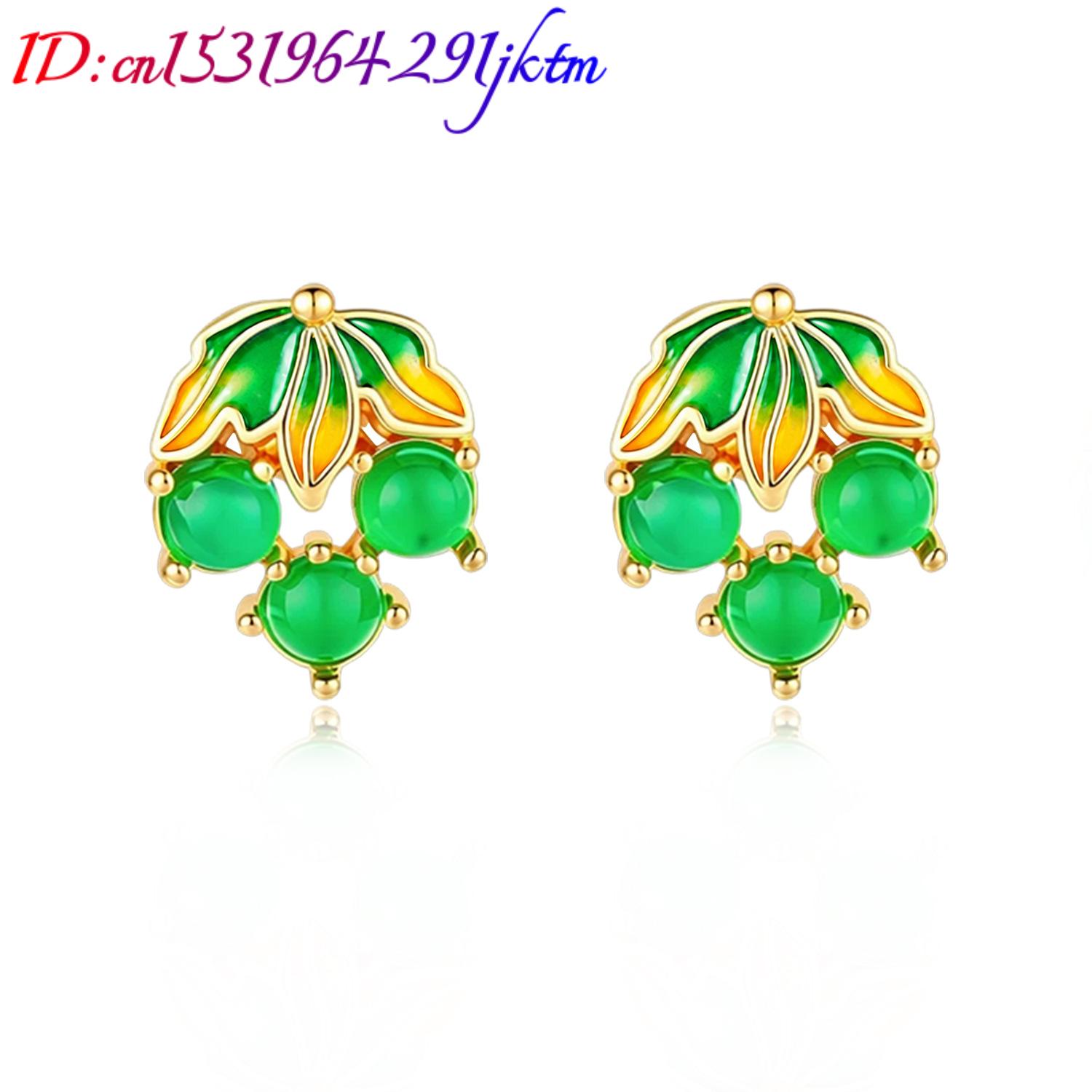 Burmese Jadeite Grape Earrings - Gold Plated Jewelry ulasan dan harga
