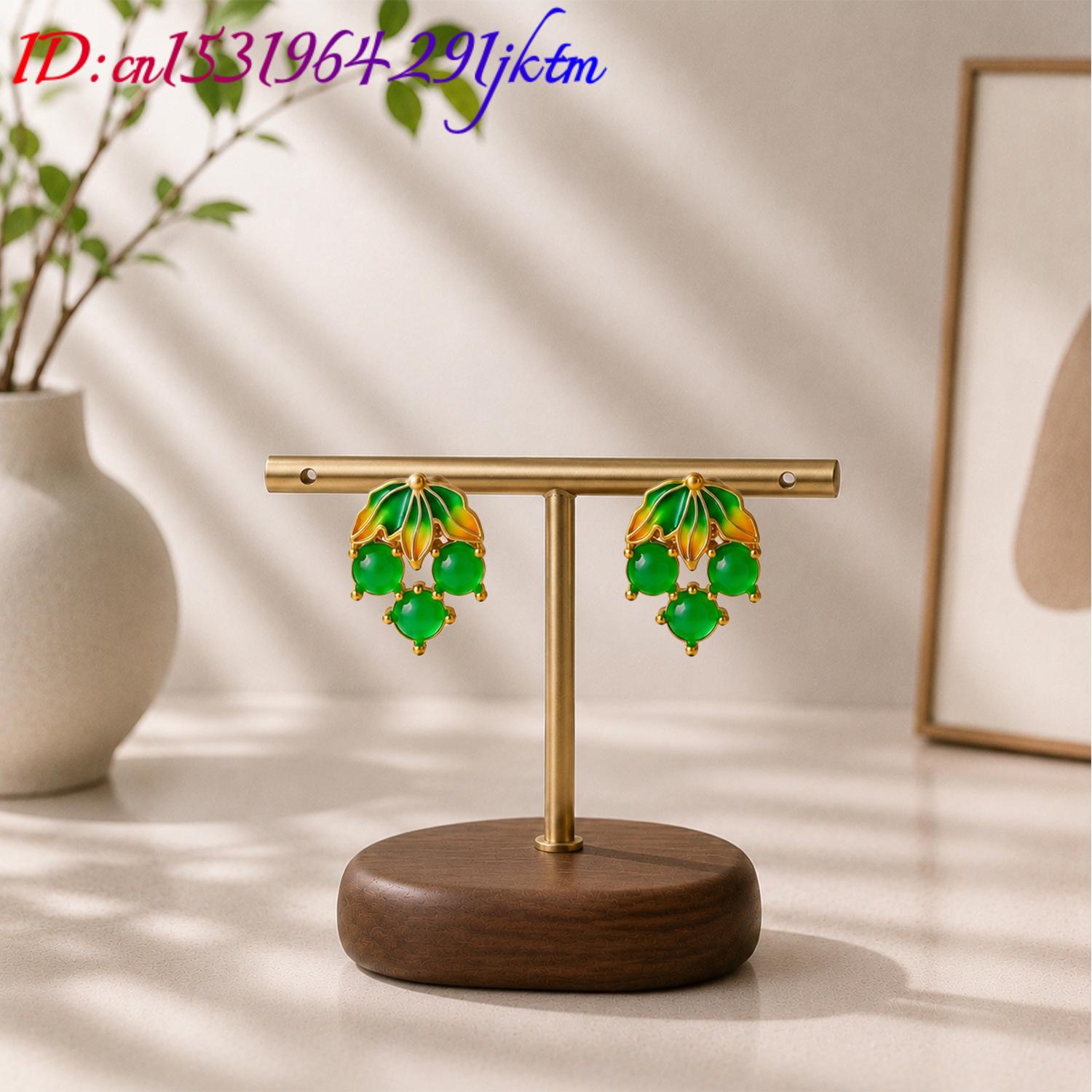 Burmese Jadeite Grape Earrings - Gold Plated Jewelry ulasan dan harga