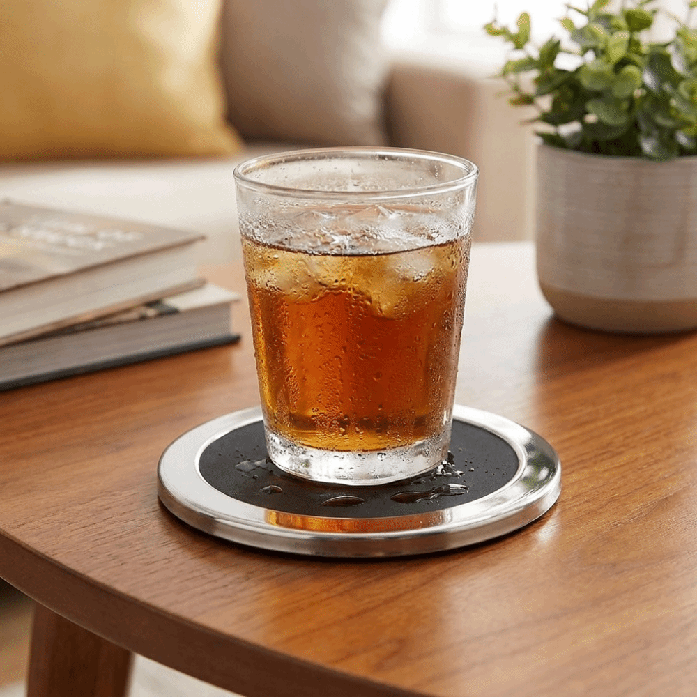 6PCS/SET Round Stainless Steel - Marble Coaster Set ulasan dan harga
