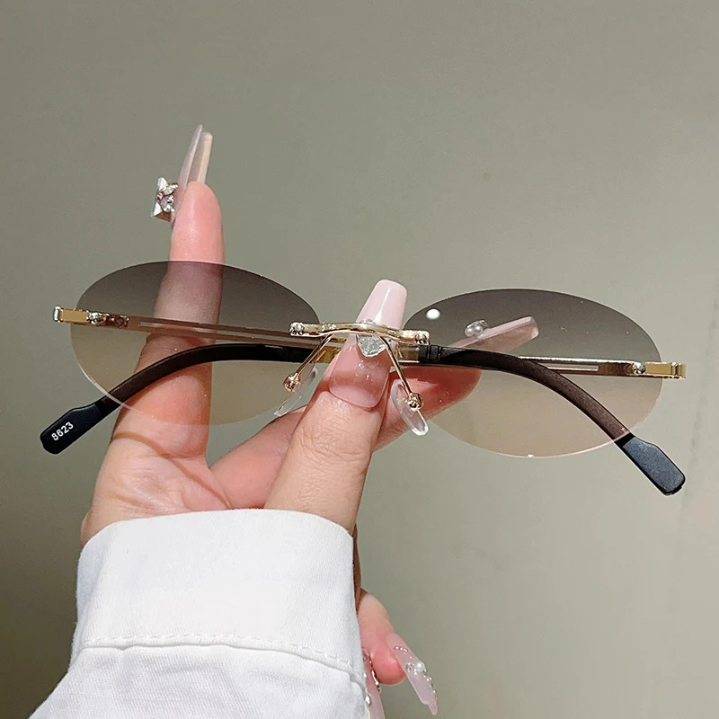 Rimless Oval Sunglasses Women  - Designer Sunglasses ulasan dan harga