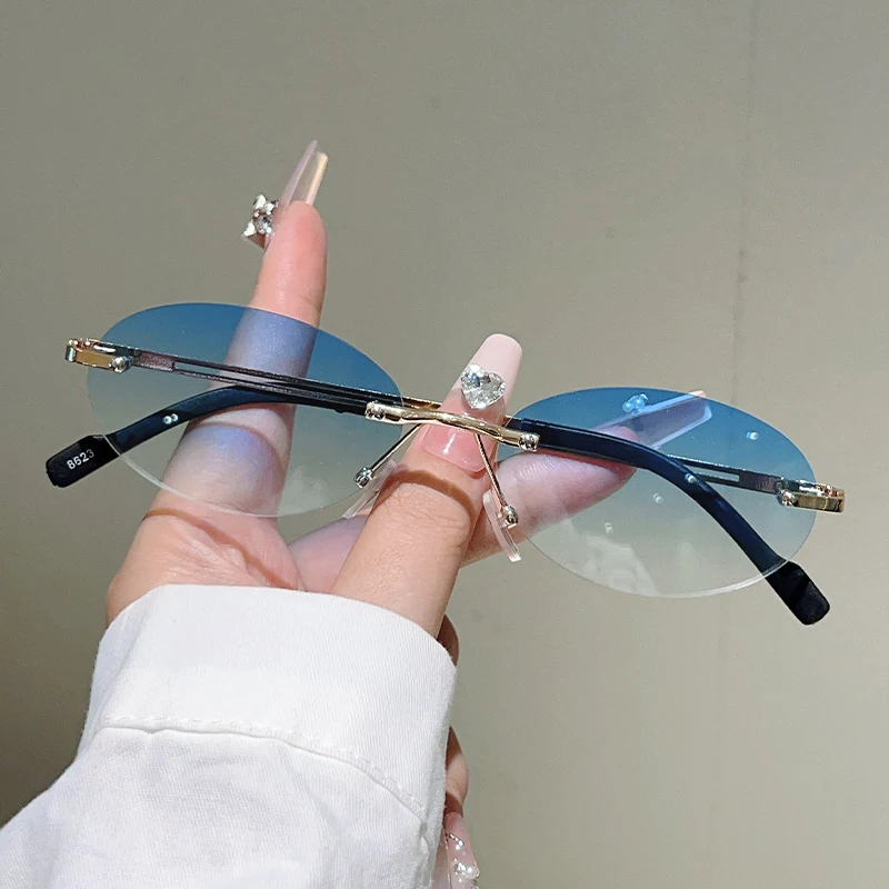 Rimless Oval Sunglasses Women  - Designer Sunglasses ulasan dan harga