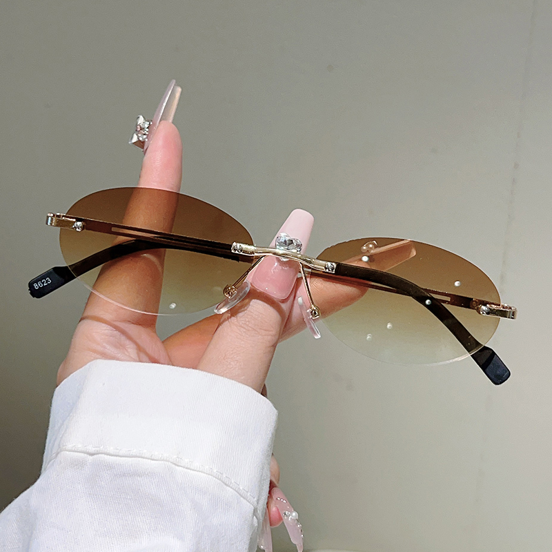 Rimless Oval Sunglasses Women  - Designer Sunglasses ulasan dan harga