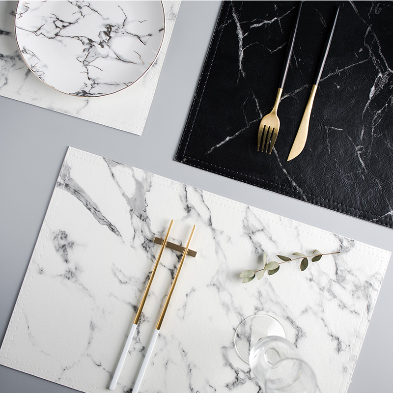 Luxury PU Heat Insulation Tabl - Marble Coaster Set ulasan dan harga
