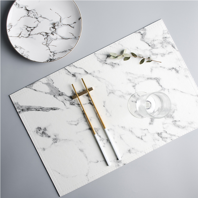 Luxury PU Heat Insulation Tabl - Marble Coaster Set ulasan dan harga