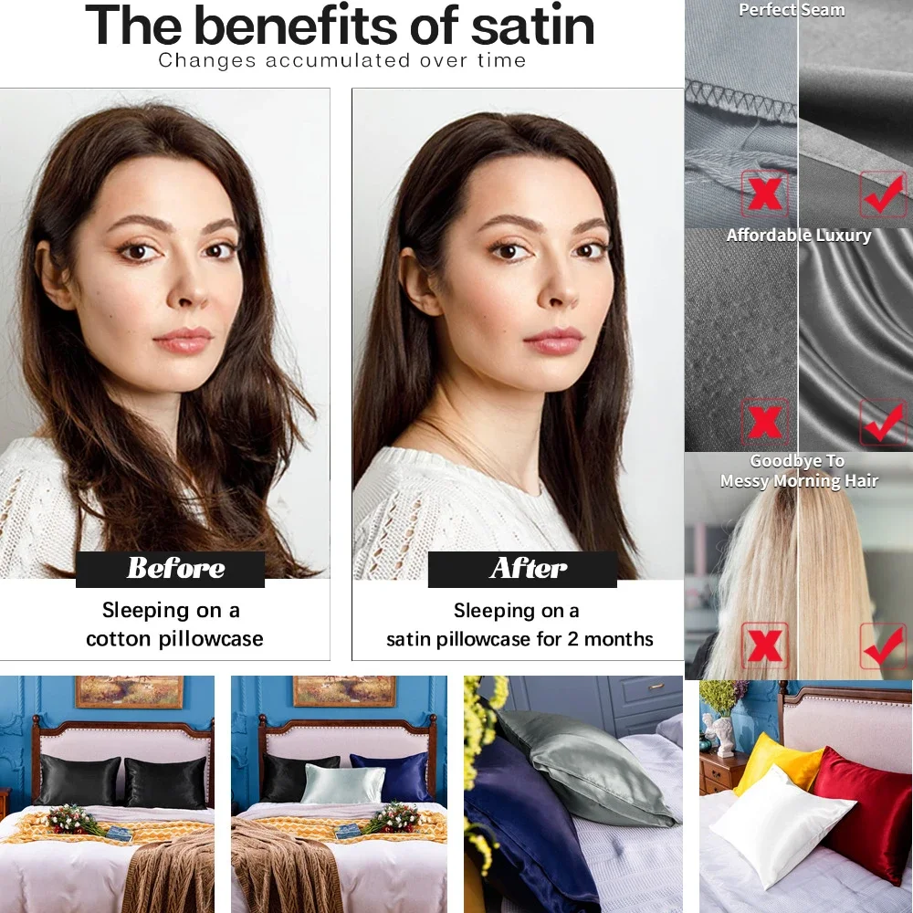 2 Pack Satin Pillowcase for Ha - Silk Pillowcase ulasan dan harga
