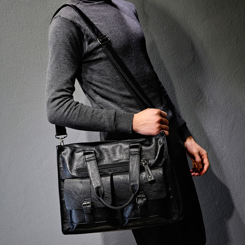 PU Leather Shoulder Briefcase  - Leather Briefcase ulasan dan harga