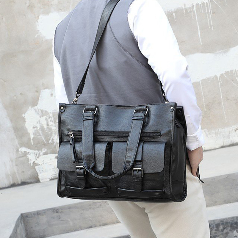 PU Leather Shoulder Briefcase  - Leather Briefcase ulasan dan harga
