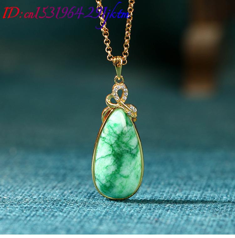 Natural Jade Water Drop Pendan - Gold Plated Jewelry ulasan dan harga