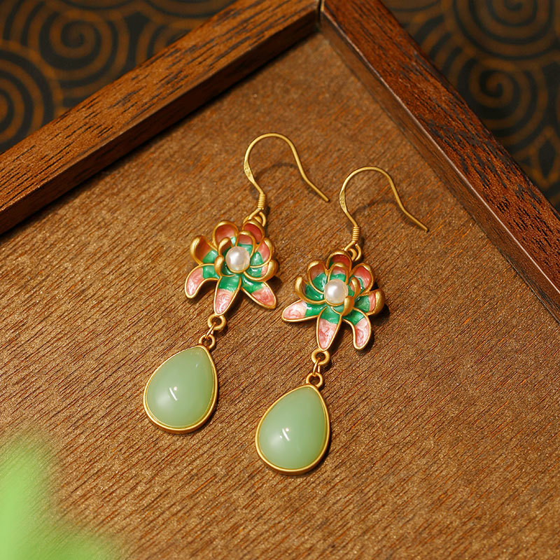 Green Natural Jade Water Drop  - Gold Plated Jewelry ulasan dan harga