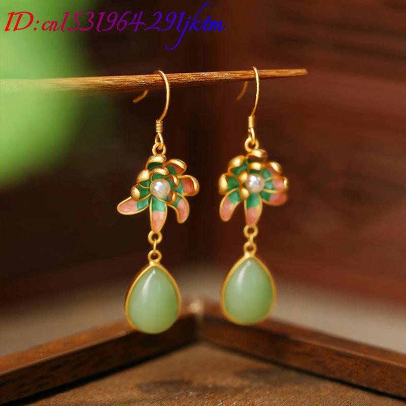 Green Natural Jade Water Drop  - Gold Plated Jewelry ulasan dan harga