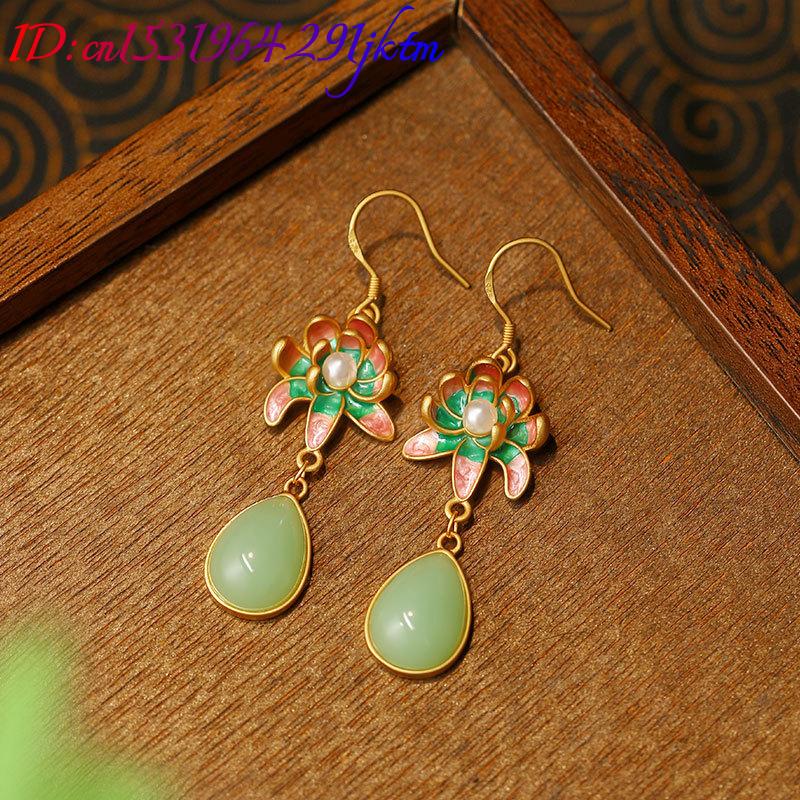 Green Natural Jade Water Drop  - Gold Plated Jewelry ulasan dan harga