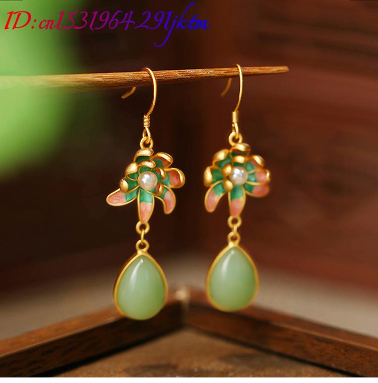 Green Natural Jade Water Drop  - Gold Plated Jewelry ulasan dan harga