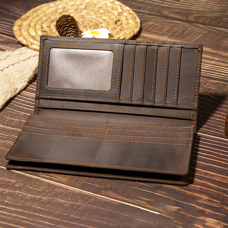 Men's Genuine Leather Long Wal - Leather Wallet Men ulasan dan harga