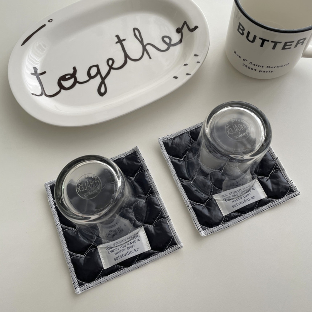Korean Ins Love Quilted Metal  - Marble Coaster Set ulasan dan harga