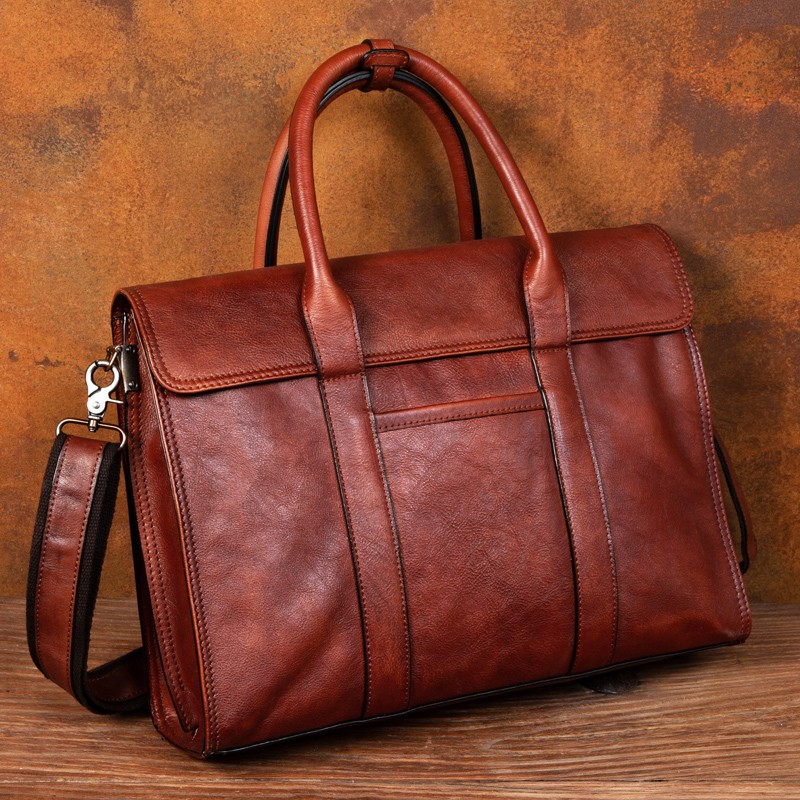 Vegetable tanned leather handb - Leather Briefcase ulasan dan harga