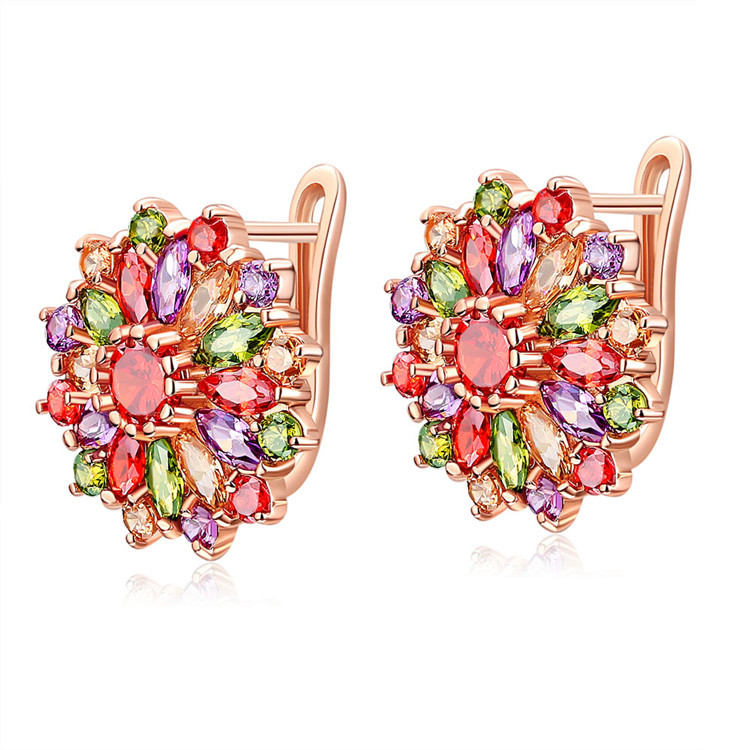 Natural Crystal Flower Earring - Gold Plated Jewelry ulasan dan harga