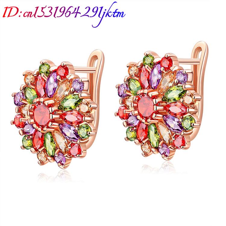 Natural Crystal Flower Earring - Gold Plated Jewelry ulasan dan harga