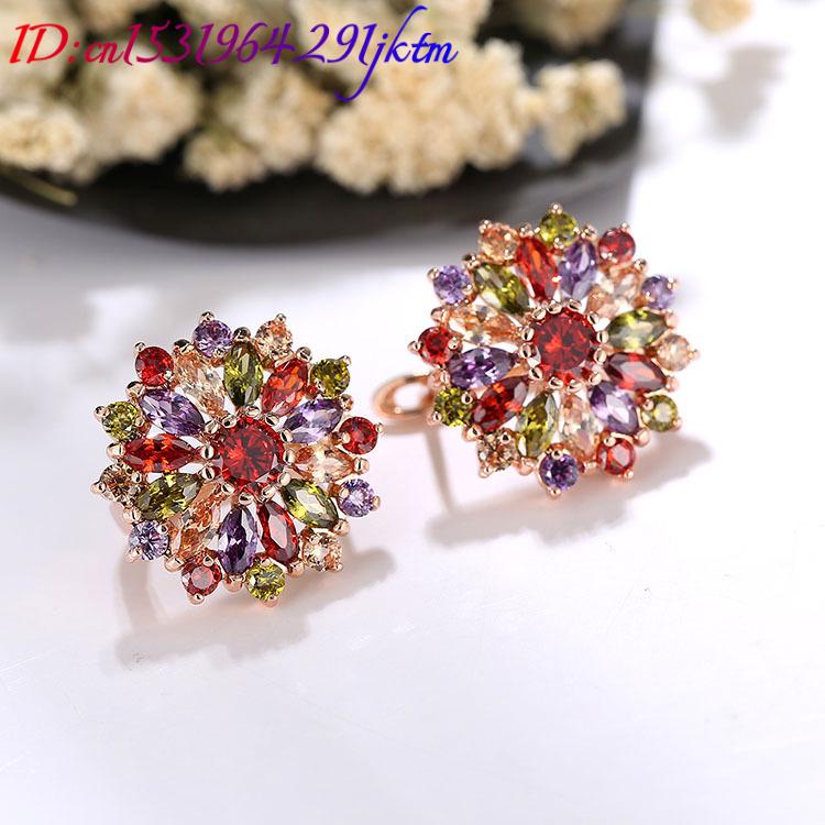 Natural Crystal Flower Earring - Gold Plated Jewelry ulasan dan harga