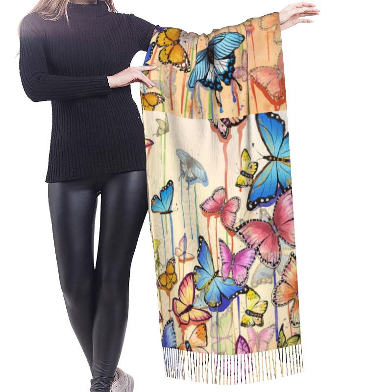 Retro Butterfly Winter Cashmer - Cashmere Scarf ulasan dan harga