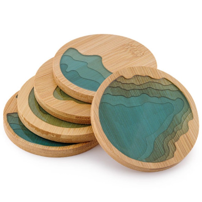 Creative Bamboo Resin Creative - Marble Coaster Set ulasan dan harga