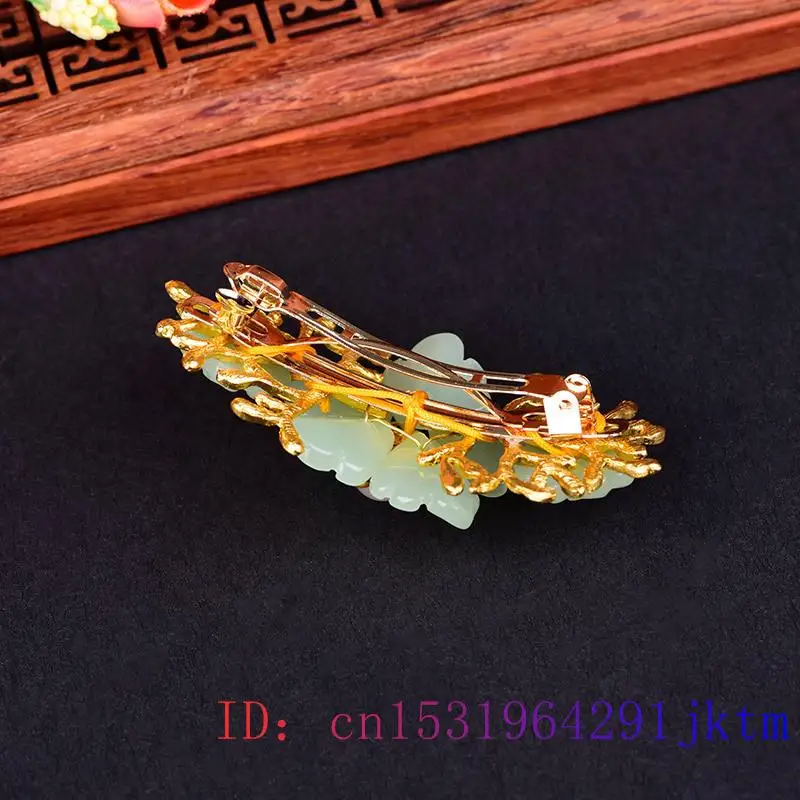 Green Jade Flower Barrette Des - Gold Plated Jewelry ulasan dan harga