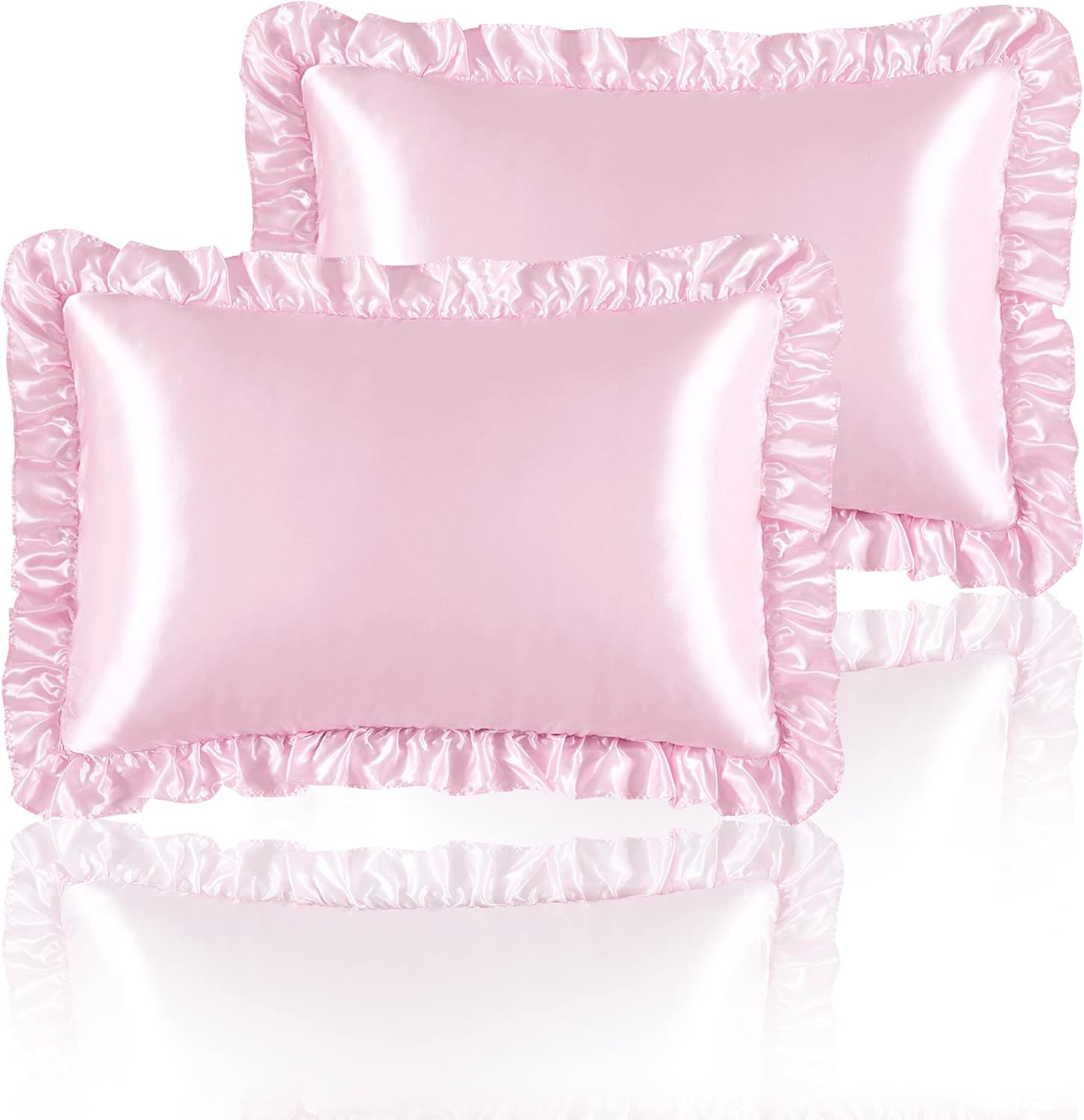 2Pcs Satin Ruffled Pillow Case - Silk Pillowcase ulasan dan harga