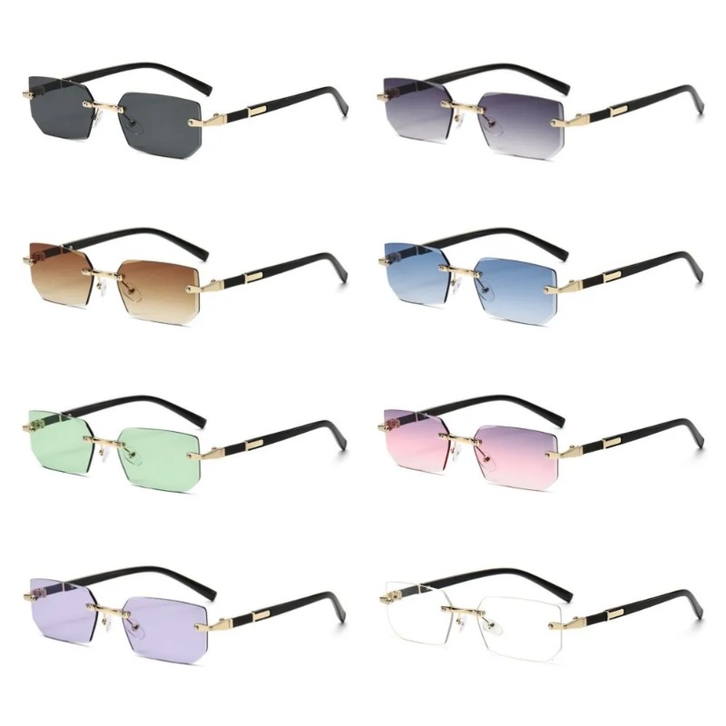 Rimless Cut Edge Rectangle Sun - Designer Sunglasses ulasan dan harga