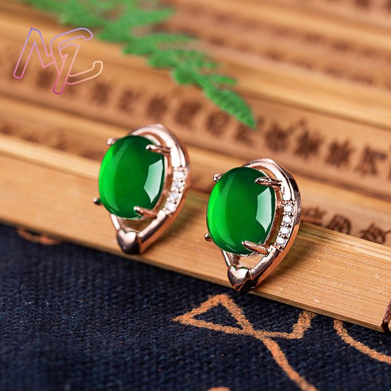 Natural Jade Flower Earrings S - Gold Plated Jewelry ulasan dan harga