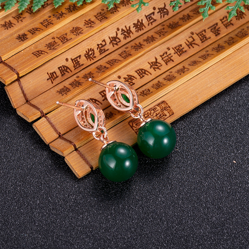 Natural Jade Bead Earrings Fas - Gold Plated Jewelry ulasan dan harga